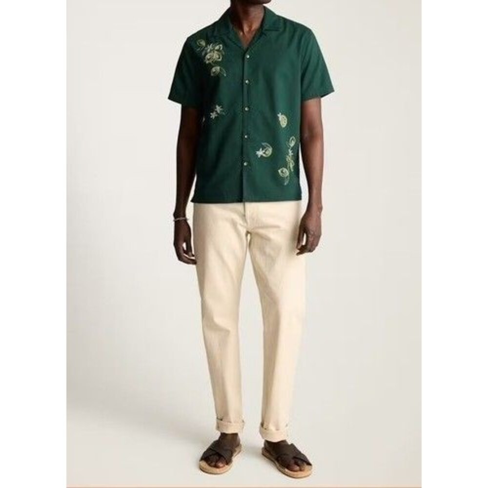 Bonobos Embroidered Short Sleeve Men's Shirt Buttondown Cotton Floral L 289368